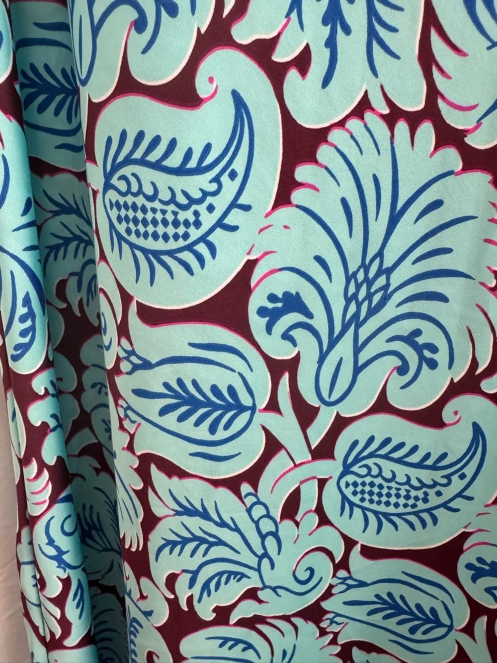 J. Crew Aqua and Burgundy Floral-Print Midi Skirt - Picture 3 of 3